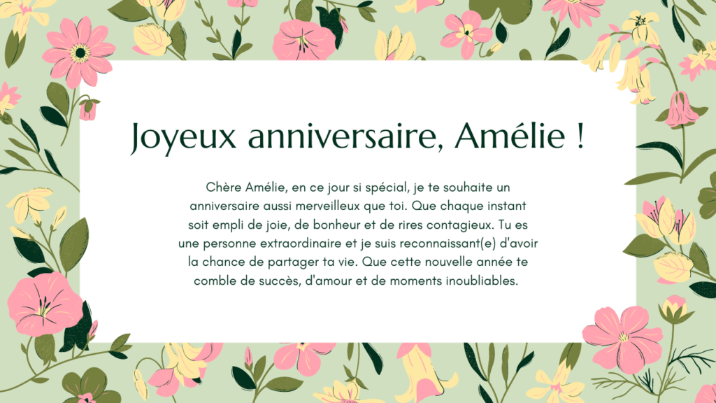 Messages d’anniversaire pour Amélie