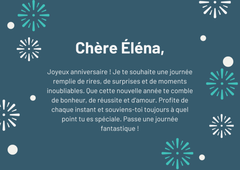 Messages et vœux inspirants pour célébrer l’anniversaire d’Éléna