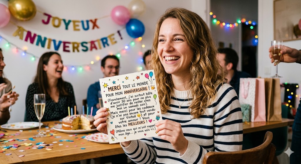 Texte drôle de remerciement anniversaire