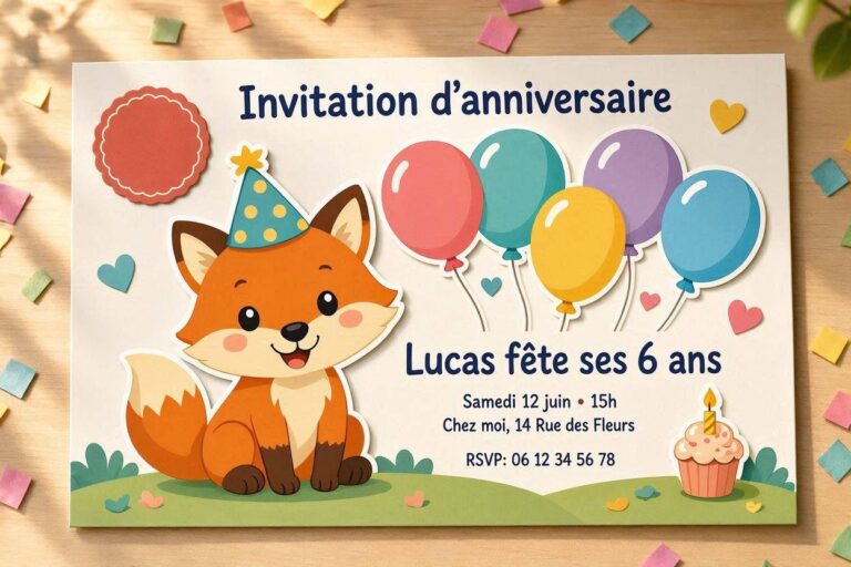 Exemple d'invitation d'anniversaire pour un enfant