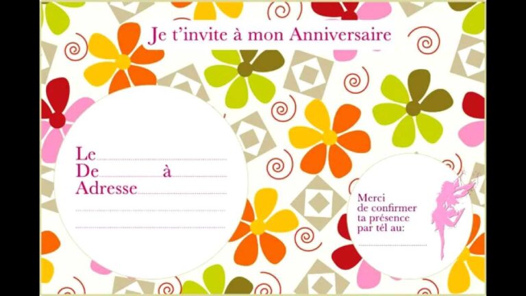 Invitation d'anniversaire gratuite à imprimer